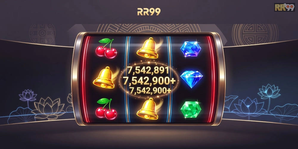 Minh họa khái niệm game nổ hũ rr99 với jackpot hấp dẫn và giao diện hiện đại