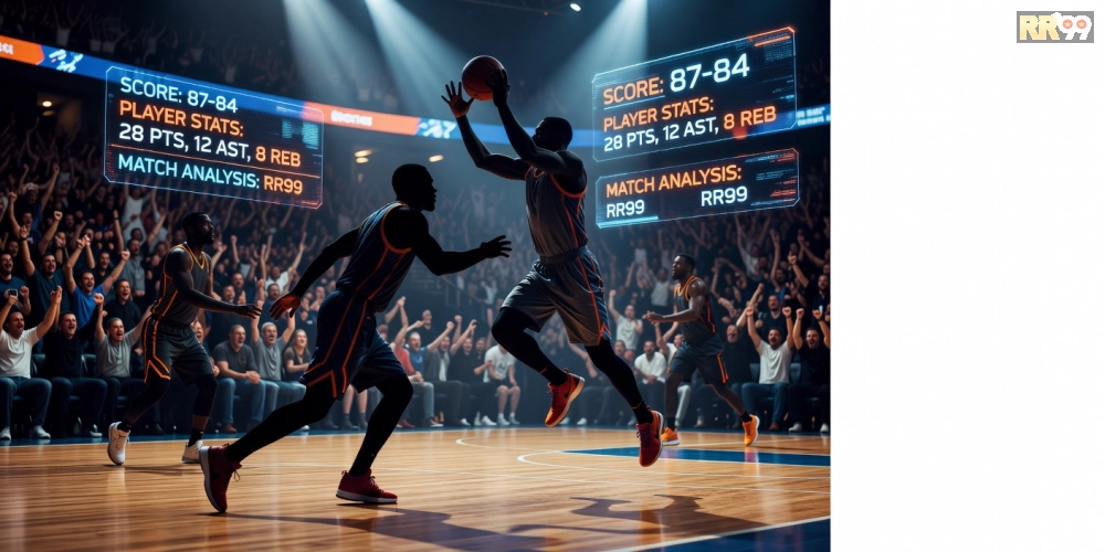 Phân tích trận đấu NBA hấp dẫn trên nền tảng RR99 với biểu đồ thống kê và highlight