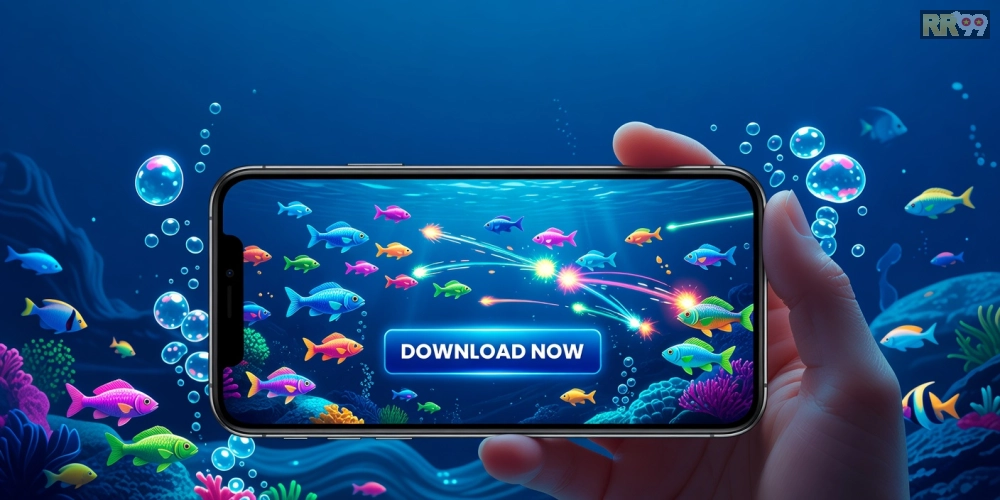 Minh họa khái niệm tải game bắn cá online rr99 với giao diện ứng dụng