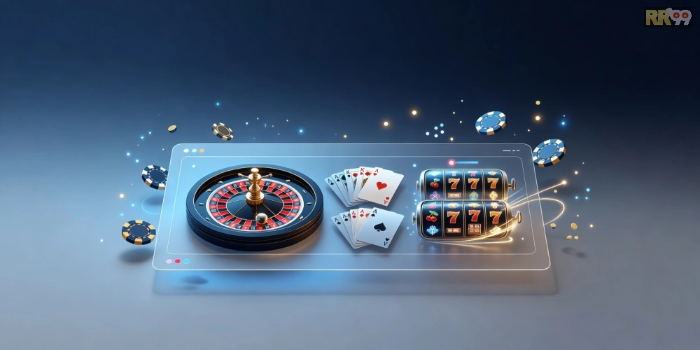 Minh họa khái niệm top casino rr99 với giao diện nền tảng cá cược hiện đại