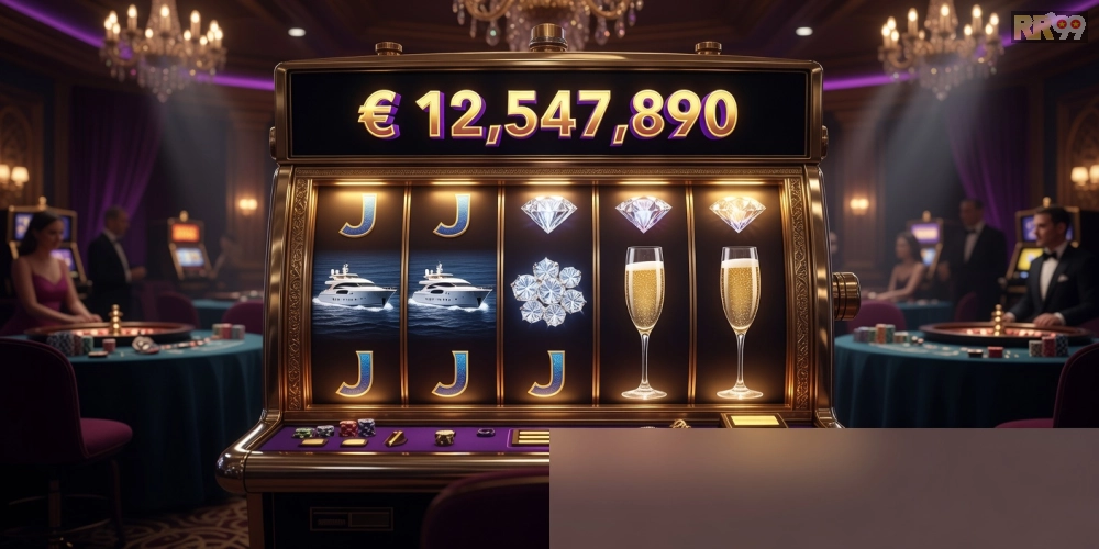 Hình ảnh slot game Mega Fortune với jackpot khổng lồ và biểu tượng sang trọng