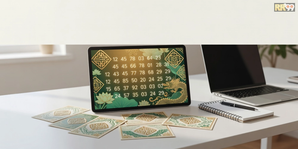 Minh họa khái niệm xổ số miền trung hôm nay rr99 với các con số may mắn và giao diện trực tuyến hiện đại